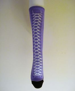 novelty knee high sneaker boot lace socks purple d05