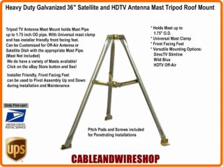 Foot Galvanized Steel Satellite TV Antenna Tripod Roof Mount