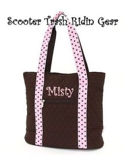 Personalized brown pink tote bag shopping diaper beach monogrammed NEW