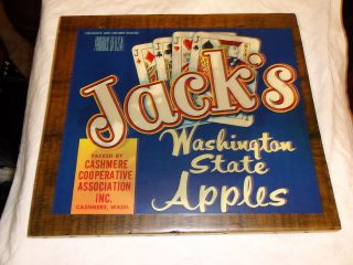 Vintage Jacks Washington State Apples Wood Apple Box Shipping Crate 