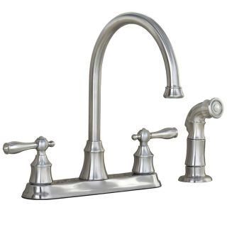 AquaSource Stainless Steel 2 Handle High Arc Kitchen Faucet with Side 