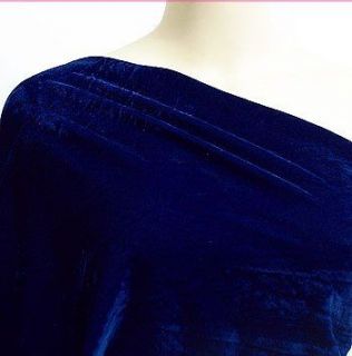 18% Real Silk Velvet Clothing Drapery Fabric YARDAGE Deep Cobalt Blue