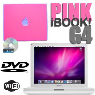 PINK APPLE LAPTOP Mac iBook G4 10 5 LEOPARD 512 MB RAM DVD CD BURNER 