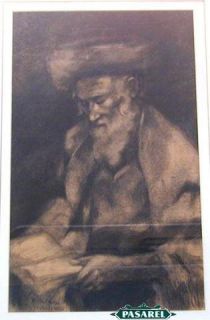 Arthur Markowicz   Rabbi Studying   Charcoal & Pencil