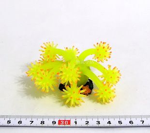 1pc Fish Tank Aquarium Ornaments Artificial Silicone Sea Anemon Yellow 