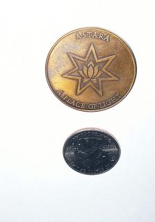 VINTAGE ASTARA A PLACE OF LIGHT BRONZE TOKEN COIN WITH SAYING ON 