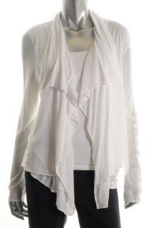 Elie Tahari New Athena White Knit Long Sleeve Open Front Cardigan Top 
