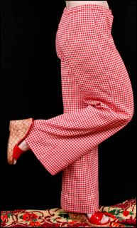 Vtg 70s Red White Houndstooth Pants Arkansas Razorback Lou Holtz Style 