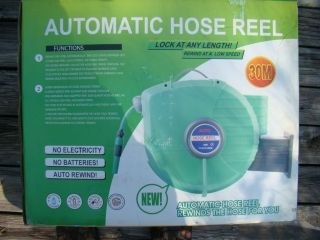 Automatic Retractable Swivel Garden Water Hose Reel 3 8 inch 98ft 6 