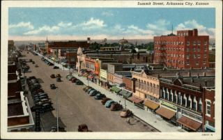 Arkansas City KS Summit Street Scene Postcard