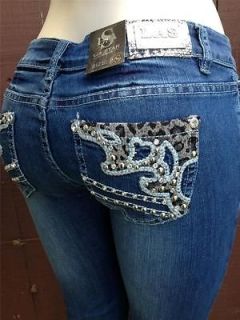NWT Dont Miss LAS Crystal Sexy Leopard Rhinestone Skinny Jeans 9/29 