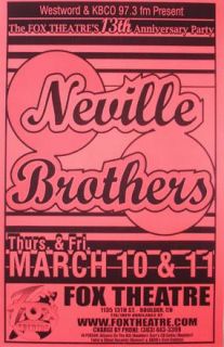 Neville Brothers Boulder Original Rock Concert Poster