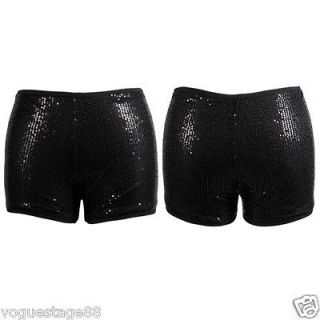 Glitter Metallic Sequined High Waisted Booty Hot Pants Shorts Club 
