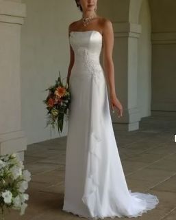 Simple Chiffon White/Ivor​y Bridesmaid Wedding Dress Bridal Gown 
