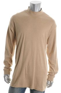 John Ashford New Beige Long Sleeve Interlocked Mock Neck Casual Shirt 