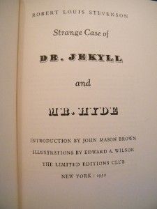 Limited Editions Club Strange Case of Dr Jekyll and Mr Hyde Stevenson 