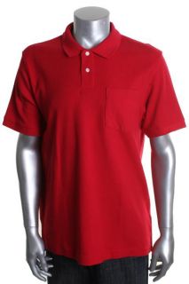 John Ashford New Red Collared Front Pocket Ribbed Trim Casual Polo 