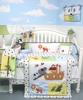 SoHo Noah Ark Baby Crib Nursery Bedding 10 Pcs SET ** Reversible Into 