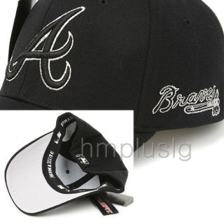 Atlanta Braves Flex Fit Ball Cap Hat MB Silver Black