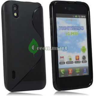 BLACK RUBBER GEL S LINE TPU COVER CASE FOR LG MARQUEE LS855 / OPTIMUS 