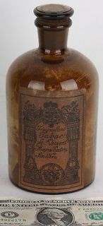 Snuff Tabac Rappe Amber Glass Apothecary Jar Antique St. Vincent 