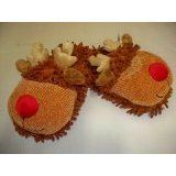 Aroma Home Fuzzy Friends REINDEER Adult Cozy Warm Slippers Cute 