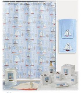New Sailboat Bathroom Set Nautical Bath Shower Curtain