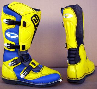 AXO RC5 Boots Off Road Dirtbike Motocross Yellow Blue Black Size 10