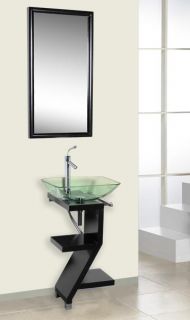 Bathroom Vanity with Glass Vessel Sink DLVG 208 Black