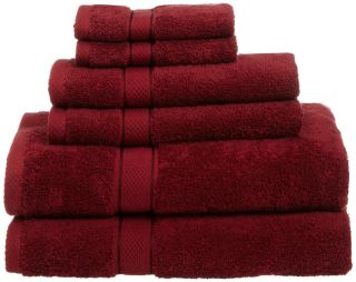   Egyptian Cotton Bath Hand Towels Washcloth 6 Piece Set Cranberry