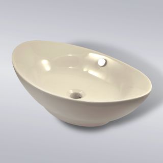 Beige Bathroom Egg Porcelain Ceramic Vessel Vanity Sink Basin & Drain 