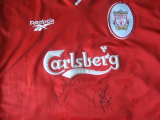   Liverpool Home Shirt 1996 98 Signed by Phil Babb John Barnes
