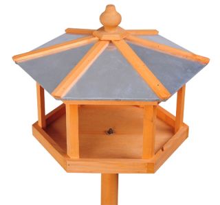 New Deluxe Pawhut Wooden Bird Feeder House with Metal Roof
