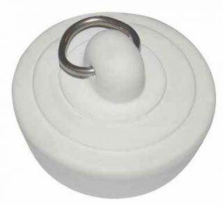 White Rubber Basin Sink Tub Stopper with Nickel Plated Ring New