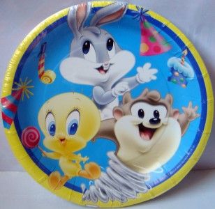 Baby Looney Tunes 6 Cake Plates Cups Baby Shower Party