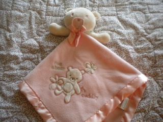   Peach Pink About A Bear Security Blanket Lovey Blankie Plush Toy