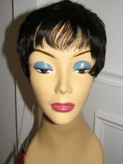 Motown Tresses 100 Human Hair Wig Badu H 6226 Color 1B off blk