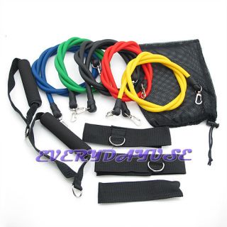 New 11 Pcs Latex Resistance Bands Exercise for Yoga ABS P90X Fitness 