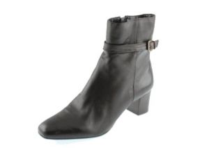 Bandolino New Dalia Brown Leather Buckle Block Heel Ankle Boots Shoes 