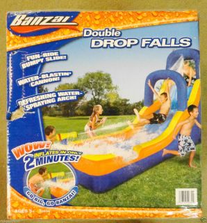 NEW Banzai Double Drop Falls Inflatable Water Slide w Water Blasting 
