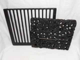   LARGE 6 BY 9 1 2 CAST IRON BACON PRESS HAMBURGER GRILL PRESS WITH RACK
