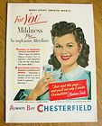 1951 Barbara Hale Lorna Doone Chesterfield Vtg Print Ad