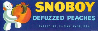 Snoboy Vintage Peach Crate Label 1950s Snowman Yakima