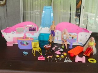 Barbie Party Cruise Ship with Sounds   Lot with Extras 3 Barbies Great 