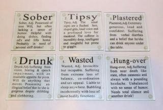   Stages of Drinking Glass Coasters Set Barware Novelty Humorous