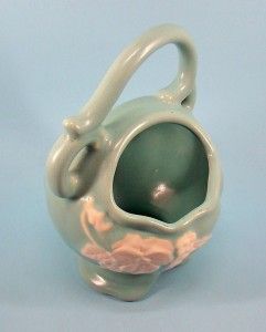   for your consideration is this Weller Pottery Cameo Basket / Vase