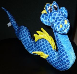 Toy Co Stuffed Plush Blue Yellow Scale Winged Water Dragon 