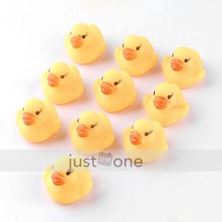 10 Pcs Baby Toddler Bath Bathing Toy Cute Rubber Race Squeaky Duck 