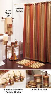 20pc Copper Spice Bathroom Set Shower Curtain Towel Rug