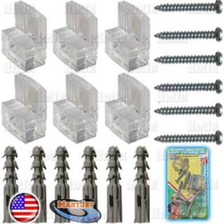   Wall Mounting Kit Set Clear Clips Brackets Screws Anchors